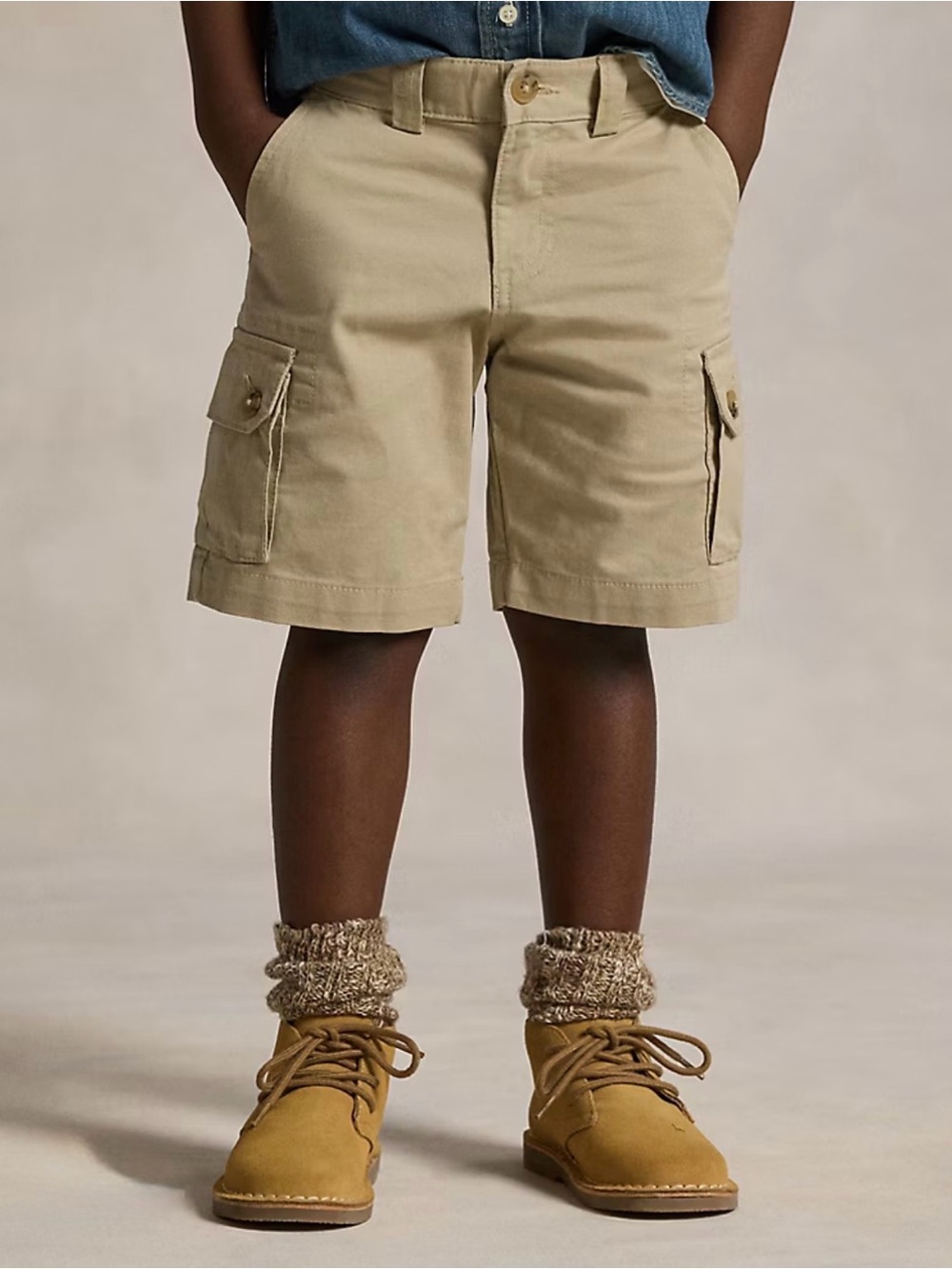 POLO Ralph Lauren Classic Khaki Stretch Twill Cargo Shorts - 4/4T